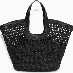 COS black straw raffia bucket bag